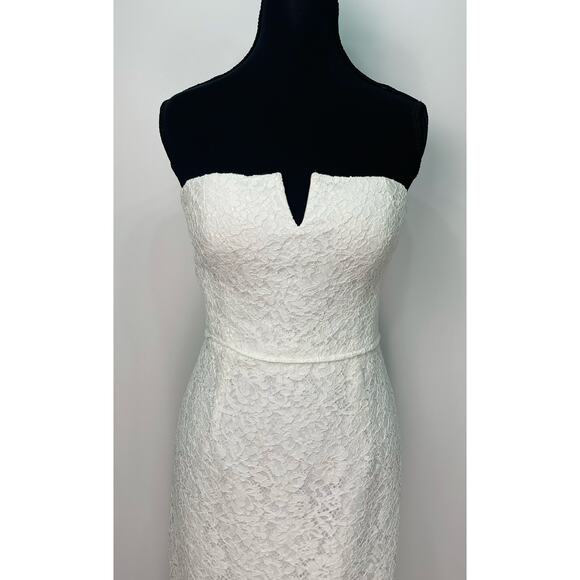 Donna Morgan Collection White Strapless Lace Sweetheart Mini Dress Size 6 - Picture 2 of 14